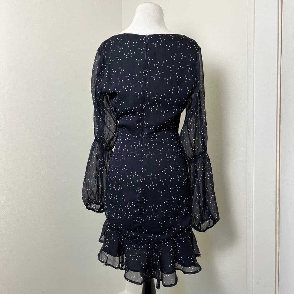 Storia Night Sky Mini Dress | Long Sleeve | Blue | Cutout | Sheer | Small - Picture 4 of 8